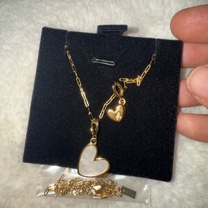 Elegant Gold and White Heart Necklace